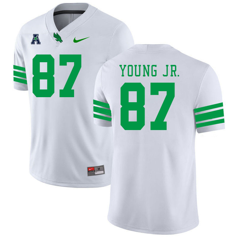 #87 Brandon Young Jr. North Texas Mean Green College Football Jerseys Stitched-White